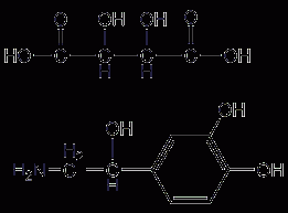 (-)-(R)-Except epinephrine hydrogenated tartrate monohydrate structural formula