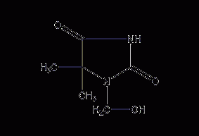 1-(hydroxymethyl)-5,5-dimethylhydantoin structural formula